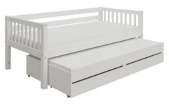 THUKA Nordic Kojenbett Crossbar mit Gästebett & 2 Schubladen weiß
