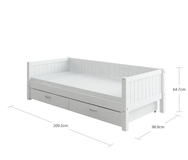 THUKA Nordic Tagesbett Romantic mit 2 Schubladen weiß