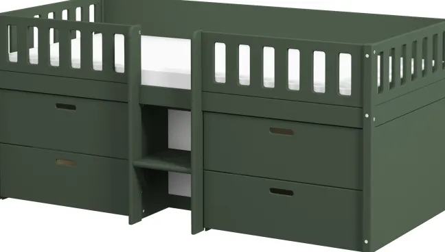 THUKA Viggo Bett 90x200cm mit Schubladen grün
