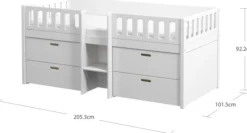 THUKA Viggo Bett 90x200cm mit Schubladen weiß
