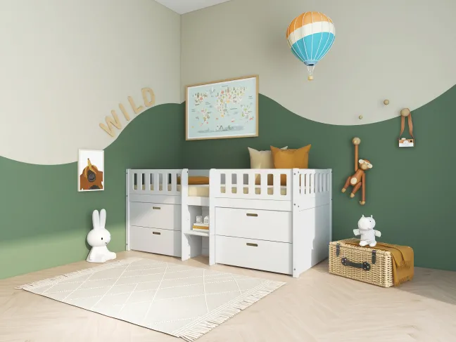THUKA Viggo Bett 90x200cm mit Schubladen weiß