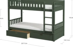 THUKA Viggo Etagenbett 90x200cm mit Bettkästen grün