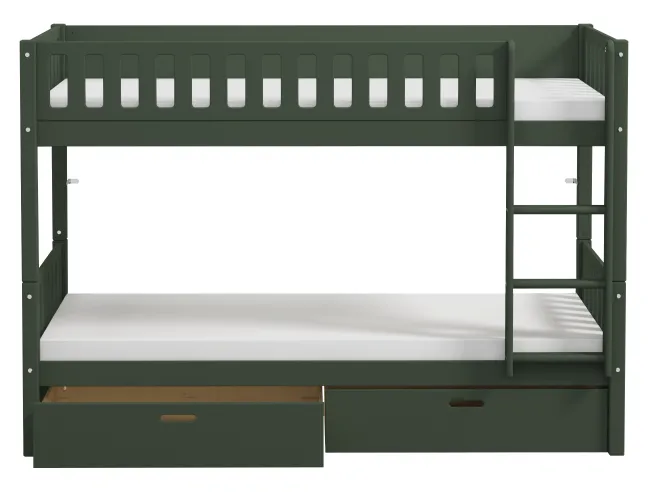 THUKA Viggo Etagenbett 90x200cm mit Bettkästen grün