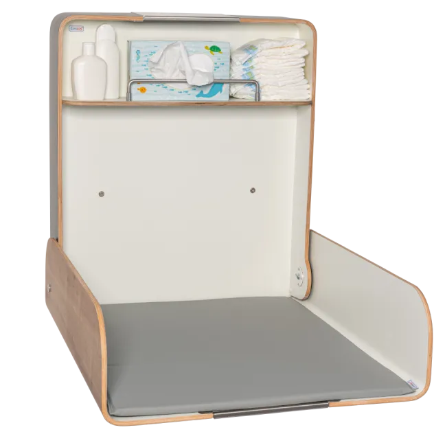 Timkid KAWAmaxi Wickeltisch modern design weiß/Eiche Dekor/anthrazit