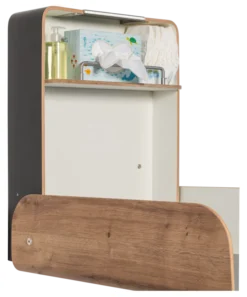 Timkid KAWAmidi Wickeltisch modern and slim Edelstahl/Eiche Dekor/anthrazit