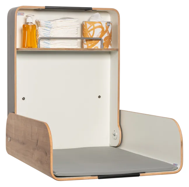 Timkid KAWAmidi Wickeltisch modern and slim weiß/Eiche Dekor/anthrazit