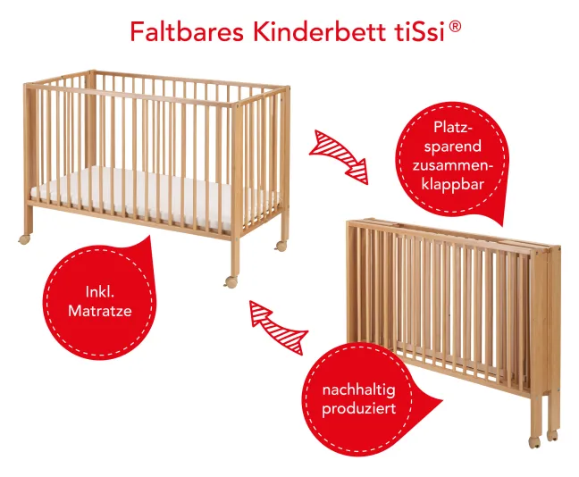 tiSsi® Kinderbett JORI faltbar Natur 100012