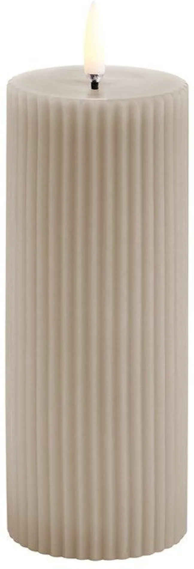 UYUNI LED Kerze Grooved 5,8x15 cm Sandstone