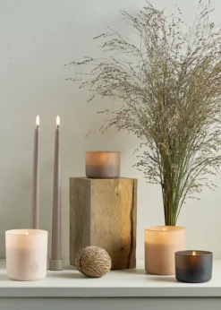 UYUNI LED Kerze im Glas 9x10 cm Beige