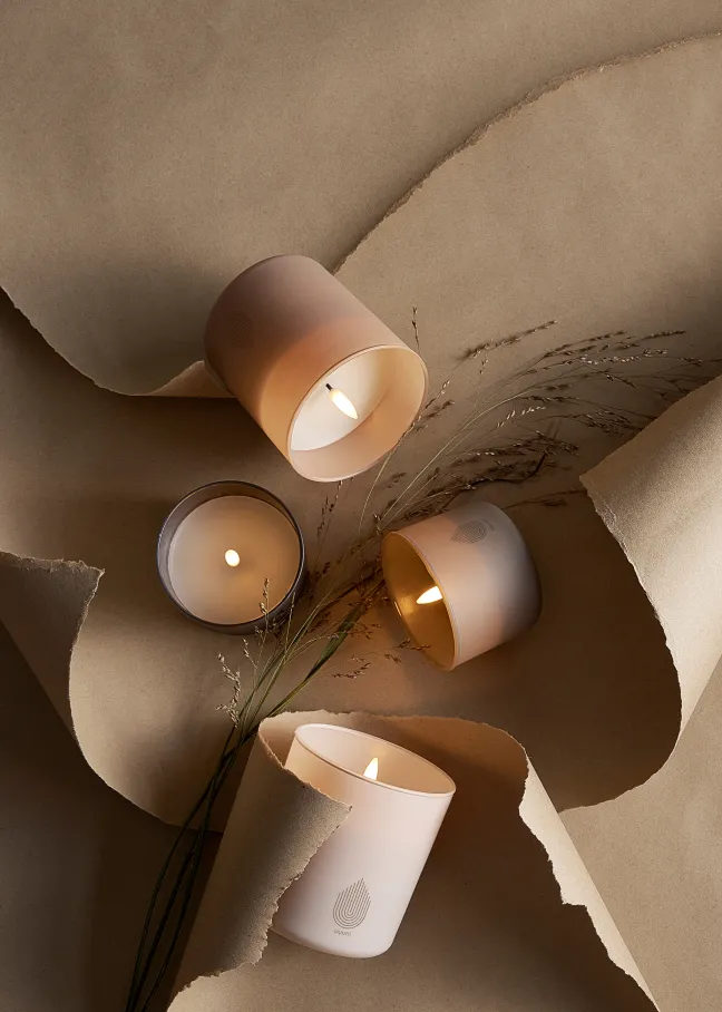 UYUNI LED Kerze im Glas 9x10 cm Beige