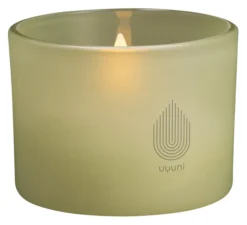UYUNI LED Kerze im Glas 8x6 cm light green leaf