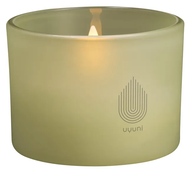 UYUNI LED Kerze im Glas 8x6 cm light green leaf
