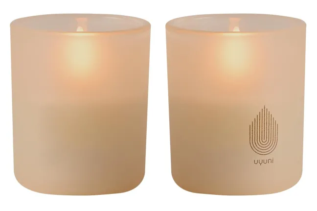 UYUNI LED Kerze im Glas 6x7 cm (2 Stück) beige