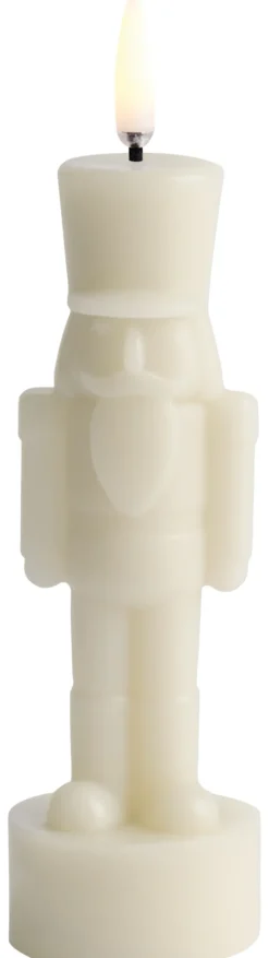 UYUNI LED Kerze Nussknacker Smooth 6x16,5 cm Oyster Grey