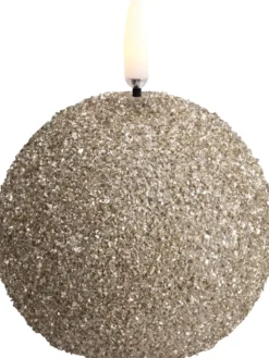 UYUNI LED Kerze rund Glitzer 7x7 cm Champagner