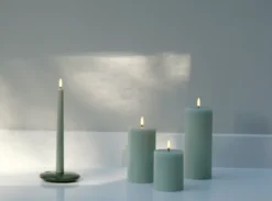 UYUNI LED Kerze Rustic 7,8x15 cm Dusty Green