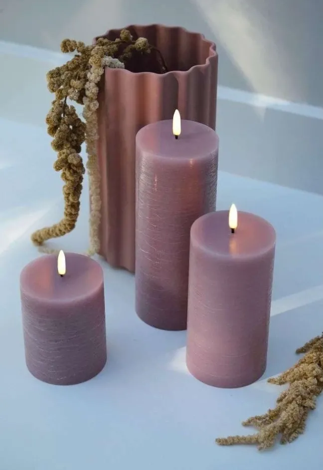 UYUNI LED Kerze Rustic 7,8x15 cm Dusty rose Sale