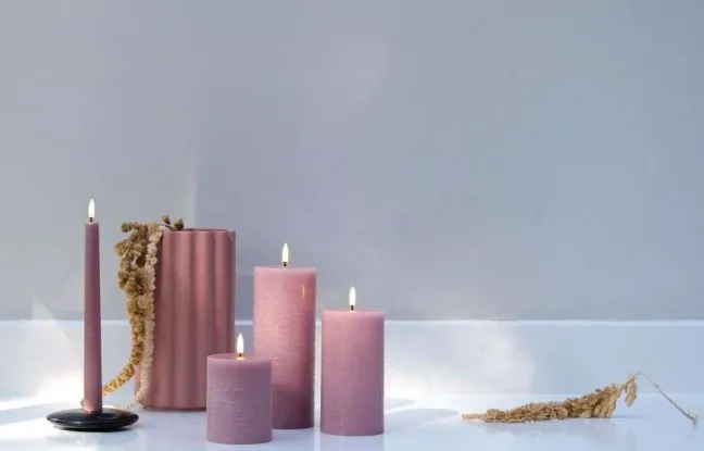 UYUNI LED Kerze Rustic 7,8x15 cm Dusty rose Sale