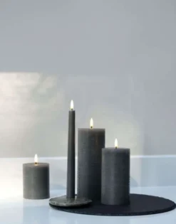 UYUNI LED Kerze Rustic 7,8x15 cm Grey
