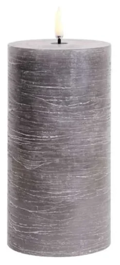 UYUNI LED Kerze Rustic 7,8x15 cm Grey