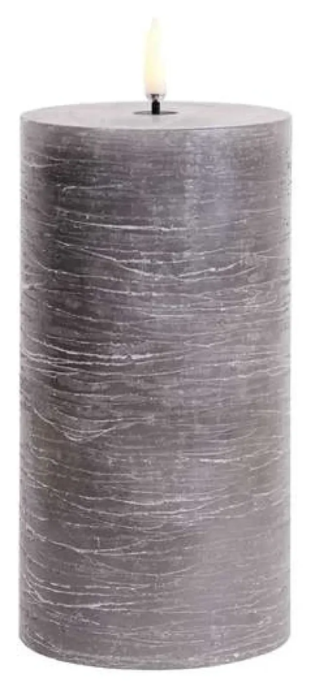 UYUNI LED Kerze Rustic 7,8x15 cm Grey