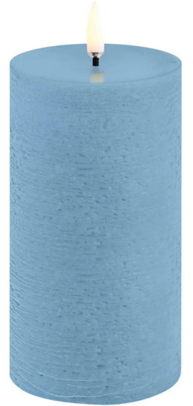 UYUNI LED Kerze Rustic 7,8x15 cm Sky Blue