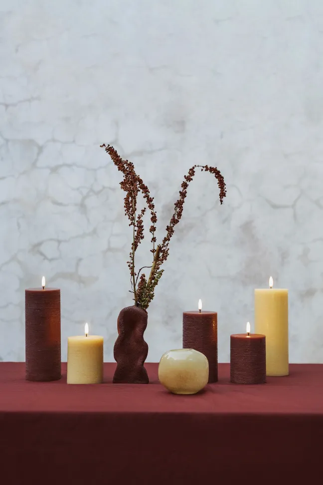 UYUNI LED Kerze Rustic 7,8x15 cm Terracotta