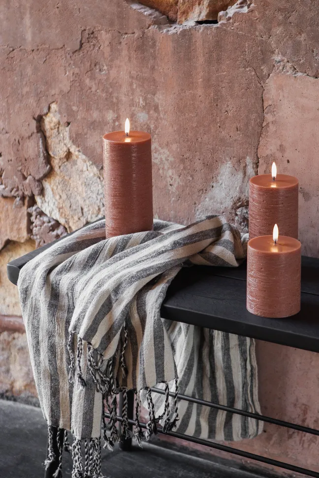 UYUNI LED Kerze Rustic 7,8x15 cm Terracotta