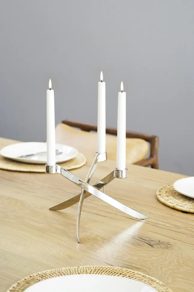 UYUNI Lightarch Kerzenständer für 3 Stabkerzen Chrome Sale