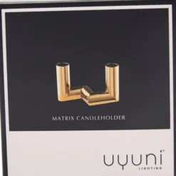UYUNI Matrix Kerzenständer für 2 Mini Stabkerzen Warm brass