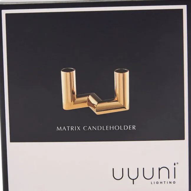 UYUNI Matrix Kerzenständer für 2 Mini Stabkerzen Warm brass