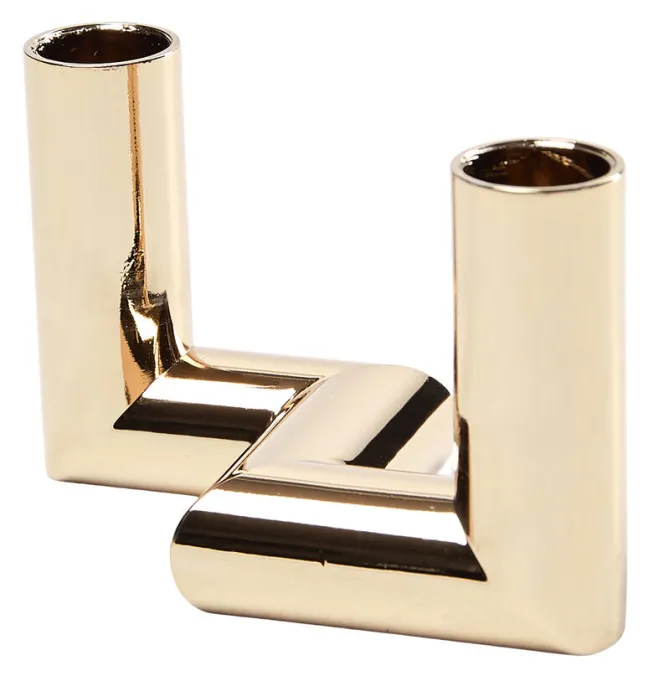 UYUNI Matrix Kerzenständer für 2 Mini Stabkerzen Warm brass