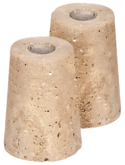 UYUNI Travertine Kerzenhalter M für Stabkerze Mini (2 Stück)