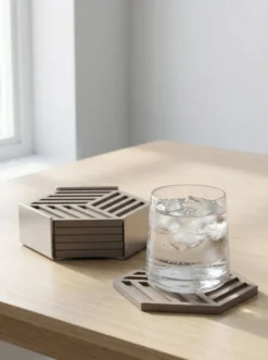 ZONE Denmark Glasuntersetzer Hexagon 6 Stück Taupe